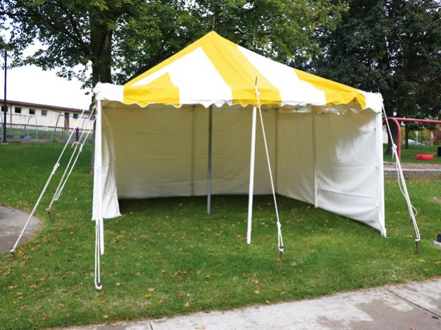 Rental store for 15 X15  YELLOW WHITE STRRIPED POLE TENT in Mishawaka IN